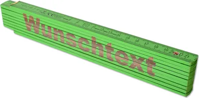 Produktbild von TE-Trend 2m Zollstock Gravur Meterstab Metermaß Gliedermaßstab Maßstab Wunschtext Namen Text 20 Zeichen Geschenk Grün