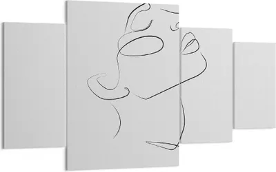 Produktbild von Bild auf Leinwand - Leinwandbild - 4 Teile - Stück Linear Gesicht - 160x90cm - Wand Bild - Wanddeko - Wandbilder - Leinwanddruck - Bilder - Wanddekoration - Leinwand bilder - Wandbild - DL160x90-4823