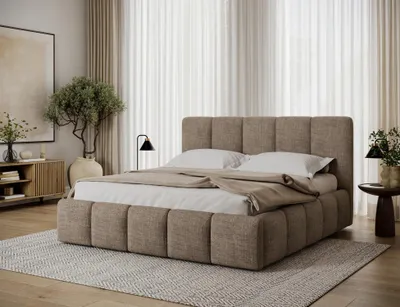 Obrázek produktu pro Manželská čalouněná postel 180x200 DOLVERO 1 - tmavě béžová