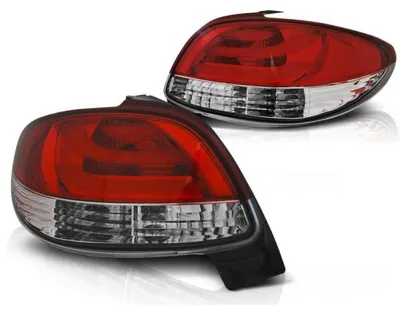 Immagine prodotto di Fanali posteriori a LED compatibili con Peugeot 206, anno di produzione 1998-2006, rosso/cromo