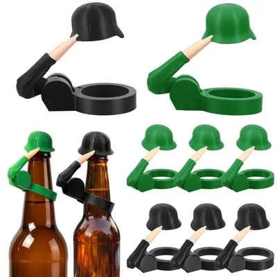 Productafbeelding van 8 stuks bierflessensluitingen, Soldaat Salut, herbruikbare bierhelm
