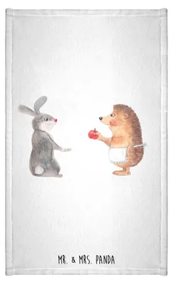 Produktbild von Mr. & Mrs. Panda Handtuch Hase Igel - Weiß - Geschenk, Gästetuch, Liebe Spruch, Herzschmerz, Lustige Sprüche, Frotteehandtuch, gäste wc, Trösten, und, Frotteetuch