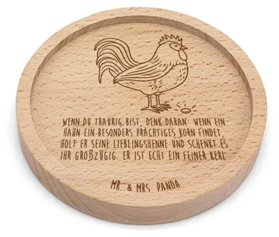 Produktbild von Mr. & Mrs. Panda Untersetzer Holz Hahn Korn - Transparent - Geschenk, Bauernhof, deko, Coaster, Eier, Bierdeckel, Henne, Tischuntersetzer, Natur, gläseruntersetzer