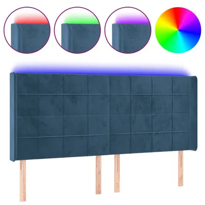 Zdjęcie produktu dla zagłówek vidaXL LED ciemnoniebieski 183x16x118/128 cm aksamitny