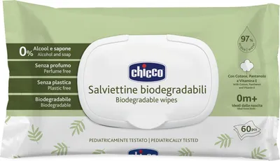Obrázek produktu pro CHICCO Dětské vlhčené ubrousky bez obsahu plastů 60 ks