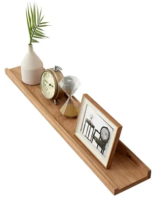 Produktbild von Schwebendes Wandregal aus massiver Eiche, 90 cm, für Küche, Wohnzimmer, Schlafzimmer, Badezimmer