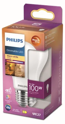 Immagine prodotto di Philips lampada LED potente E27 opaca 90Ra WarmGlow dimmerabile 10,5W 1521lm extra+warmwhite 2200-2700K come 100W 8719514324114
