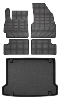 Image de Tapis en caoutchouc + bac de coffre pour OMODA 5 2024- (plancher haut) – 5 pièces, noirs, sur mesure