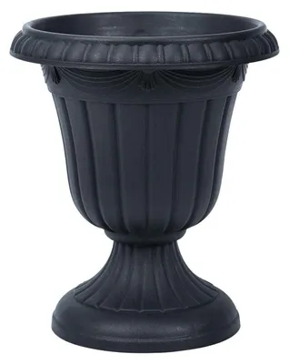 Produktbild von Großer Blumentopf mit Sockel 26cm Kunststoff Schwarz