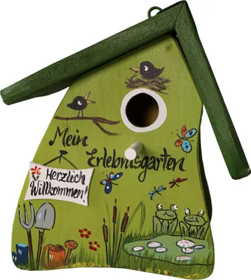 Produktbild von Vogelvilla Nistkasten aus Holz, handbemaltes Nisthaus, mit Aufhängung
