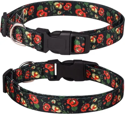 Produktbild von Halsband für kleine, mittelgroße und große Hunde, niedliches Hundehalsband für Mädchen, weich, verstellbar, ausgefallene Blumen, Mädchen-Welpenhalsbänder (M: 32–52 cm, Marineblau) -> Weiches, verstellbares Halsband mit ausgefallenen Blumen für Hunde (M: 32–52 cm, Marineblau)