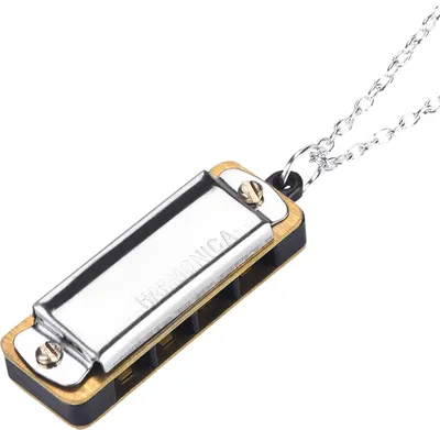 Obrázok produktu pre Mini harmonika, náhrdelník kľúč C 4 otvory 8 nôt prenosná harmonika pre deti začiatočníkov (strieborná)