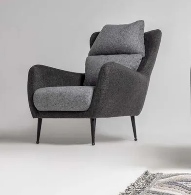 Immagine prodotto di Poltrona in tessuto poltrona soggiorno wing chair grigio imbottita seduta monoposto