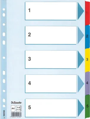 Immagine prodotto di Esselte 100160 Ordnerregister DIN A4 Vollformat 1-5 weiß