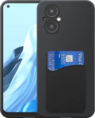 Image de Convient pour Oppo Reno 7 Lite Phone Case with Silicone Card Holder - Flexible Back Cover Case Silicone TPU with Silicone Cardslot - Black - Smartphonics