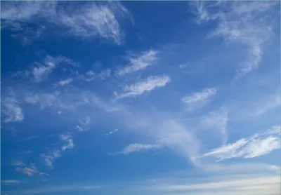 Produktbild von Wallario Fototapete Vliestapete, seidenmatte Oberfläche, einfache Verarbeitung, Größe 300 x 210 cm, Motiv Blauer Himmel mit vereinzelten Wolken