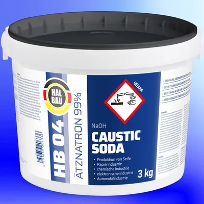 Produktbild von 3kg HB04 Ätznatron, kaustisches Soda NaOH, Natriumhydroxid Reiniger Eimer