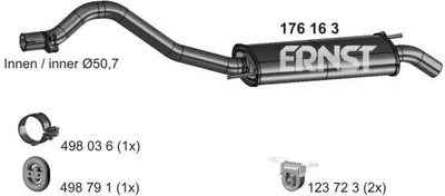 Produktbild von ERNST 176163 Endschalldämpfer für VW Transporter IV Bus (70B, 70C, 7DB, 7DK, 70J, 70K, 7DC, 7DJ) Auspuff