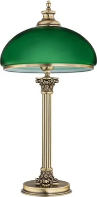Zdjęcie produktu dla Casa Padrino luksusowa lampa stołowa w stylu barokowym mosiądz z patyną / zielony Ø 30 x H. 60 cm - Okrągła lampa biurkowa z mosiądzu ze szklanym kloszem - Lampy w stylu barokowym