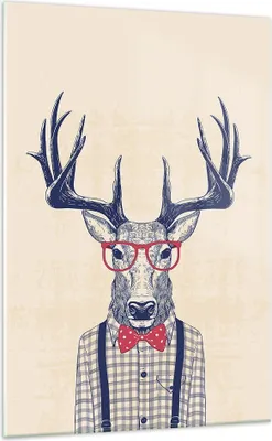 Produktbild von Bilder auf glas - Einteilig - Charakter Hirsch Illustration hipster - 70x100cm - Glasbilder - Wandbilder - Bilder - Wanddekoration aus Glas - Glas Bilder - Wandbild auf Glas - GPA70x100-3120