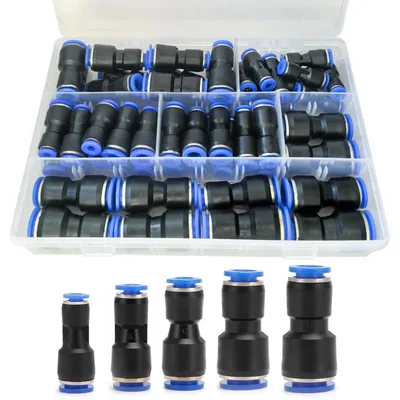 Immagine prodotto di Set di raccordi rapidi pneumatici, 50 pezzi, connettori da 6-4 a 12-10 mm, per tubi dell'aria