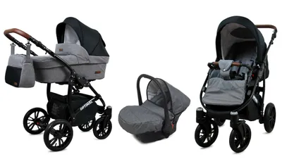 Obrázok produktu pre BabyLux® Optimal | Kočík 3v1 Set | Grey Flex Black | Kombinovaný kočík | Set kočíka |