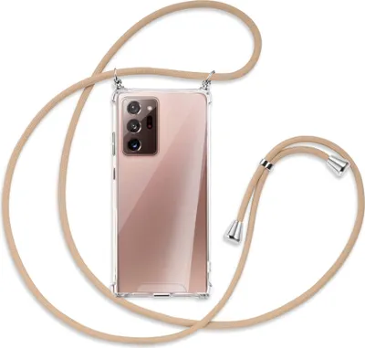 Produktbild von Handykette Backcover-Schutzhülle mit Band (Metall silberfarben) für Samsung Galaxy Note 20 Ultra - beige