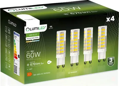 Produktbild von LUMILED LED Lampen G9 4er Set LEDs 7W = 60W 4000K Neutralweiß 670lm 360° Lichtwinkel 230V kein Flackern SMD kleine LED Lampen