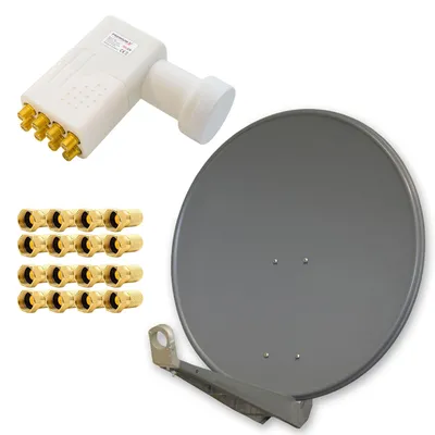 Produktbild von PremiumX DELUXE80 Alu 80cm Digital SAT Schüssel Anthrazit LNB Octo WE PXO-08 16x F-Stecker