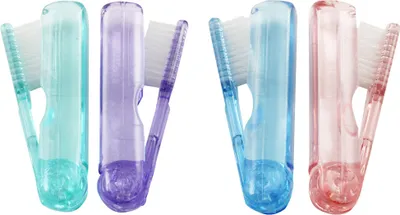 Produktbild von com-four® 4er Set Reisezahnbürste optimal zum Reisen oder Campen die Zahnbürsten passen in so gut wie in jedes Handgepäck