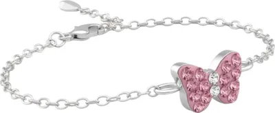 Immagine prodotto di Braccialetto da bambino in argento con farfalla e cristallo rosa, taglia unica, Maxte