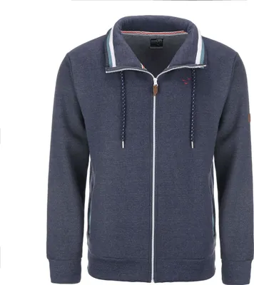 Produktbild von modAS Herren Sweatjacke ohne Kapuze unifarben - Strickjacke Shirtjacke mit Reißverschluss in Marine Blau Größe S