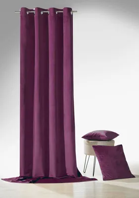 Produktbild von heimtexland ® Samt Deko Kissen Vorhang Velour Ösen Gardine Blickdicht Typ641 Aubergine Ösenschal