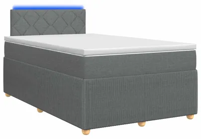 Image de vidaXL Lit boxspring avec matelas gris foncé 120 x 200 cm Tissu