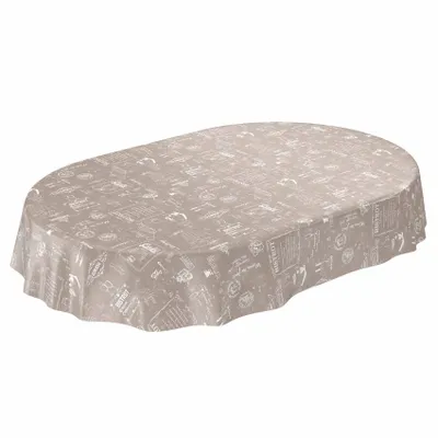 Produktbild von Tischdecke Wachstuch Essen Beige Robust Wasserabweisend Oval Breite 140 cm Länge 180 cm