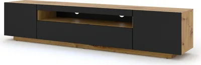 Produktbild von Lowboard TV Schrank Aura 200 cm hängend oder Stehen universal Unterschrank Fernsehschrank TV Board Sideboard HiFi-Tisch hängender Schrank (Artisan Eiche / Schwarze Matte ohne LED)