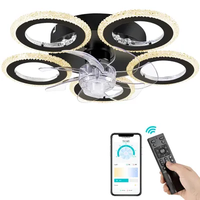 Produktbild von FIMEI Deckenventilator mit Licht 53 cm,stufenloser Dimmer, 6 Geschwindigkeiten, Fernbedienung & APP