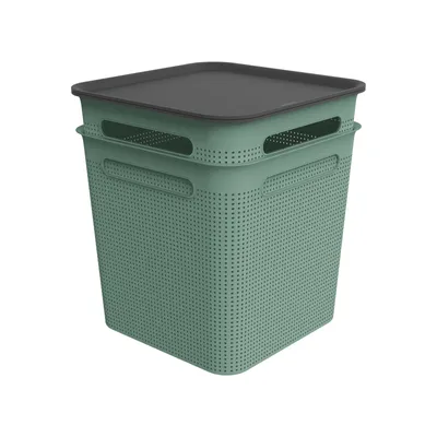 Obrázek produktu pro sada 2 krabic s víkem 18 l BRISEN, barva:jmelí zelená