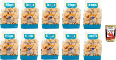 Produktbild von De Cecco Le Specialità Paccheri Rigati N°130, 100% Italienisch Pasta Nudeln 10x 500g + Italian Gourmet Polpa 400g