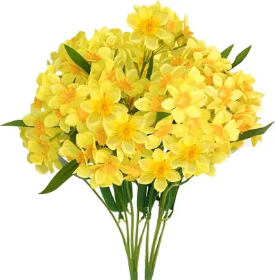 Imagen del producto de Narcisos artificiales, 2 unidades, 48 cm de altura, color amarillo, para jardín y balcón