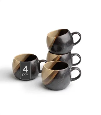 Produktbild von Kaffeetassen - 480 ml - Schwarz - Braun - Keramik - matt - 4er Set