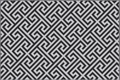Zdjęcie produktu dla Dywan zewnętrzny Outsunny, plastikowy dywanik z dwustronnym wzorem, wodoodporny dywanik balkonowy, na patio, kemping, czarno-biały, 152 x 243 cm