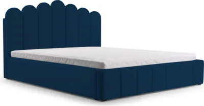 Produktbild von MOEBLO Polsterbett Bett 03 – Doppelbett mit Kopfstütze, Rahmenbettgestell, Bettkasten, Lattenrost und gepolstertem Kopfteil, Double - 180x200 - Marine (TRINITY 31)