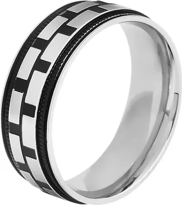 Produktbild von Akzent Herren-Ring aus Edelstahl, silberfarbig/ schwarz
