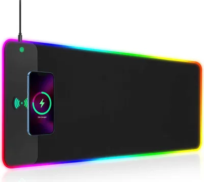 Produktbild von Gaming Mauspad 15W Qi Mousepad LED 800x300x4mm  mit 10W Schnellladung Qi Kabelloses Laden