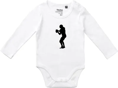 Produktbild von Huuraa Baby Body American Football Silhouette 80 White  Baumwolle Fairtrade Langarmbody Geschenkidee