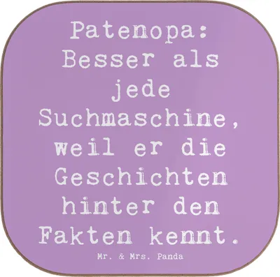 Produktbild von Mr. & Mrs. Panda Untersetzer für Gläser Spruch Patenopa Geschichten - Lavendeltraum - Geschenk, herzerwärmende Sprüche, Familie, gläseruntersetzer, Großvater, Kaffee
