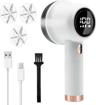 Produktbild von Anti-Pilling-Rasierer, Fusselentferner mit 3 Geschwindigkeitsstufen, 6 Klingen und LED-Display für Kleidung, Sofas, Decken und Vorhänge.