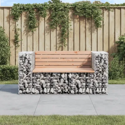 Produktbild von [Home] Gartenbank aus Gabionen 143x71x65,5 cm Massivholz Douglasie , Neue Mode 2024 im häuslichen Leben