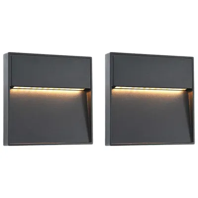 Image de 2 pcs Appliques murales LED d'extérieur 3 W Noir Carré